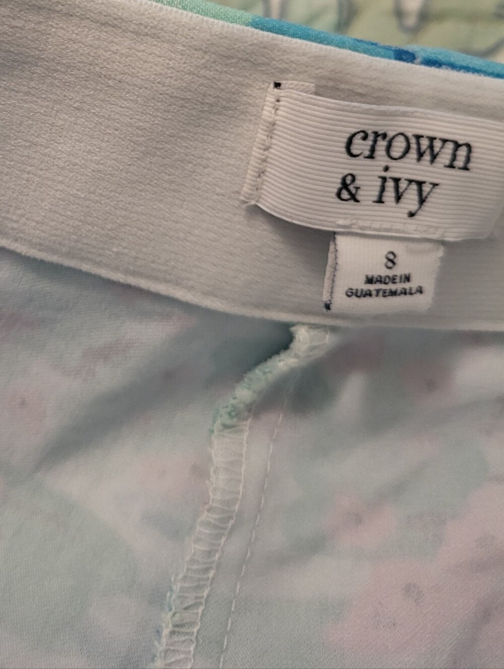crown & ivy White, Aqua & Pink Floral Crochet-Trim Skort. - Picture 7 of 8